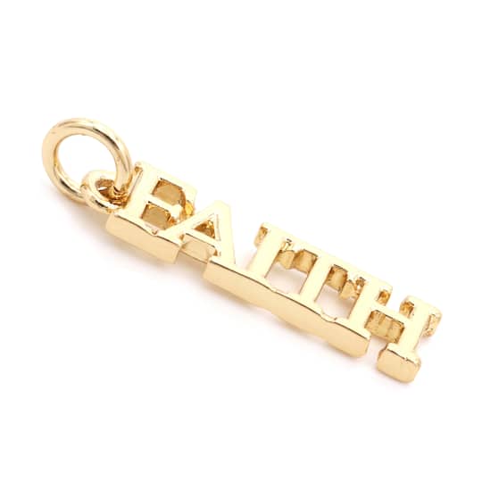 12 Pack: 14K Gold Plated Faith Charm by Bead Landing™